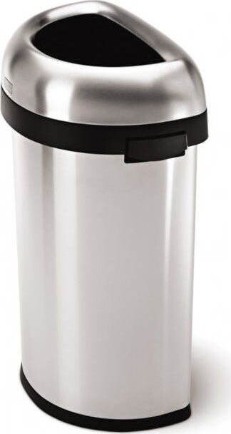 Simplehuman Kôš na odpadky 60 l, polkruhový, otvorený, matná oceľ