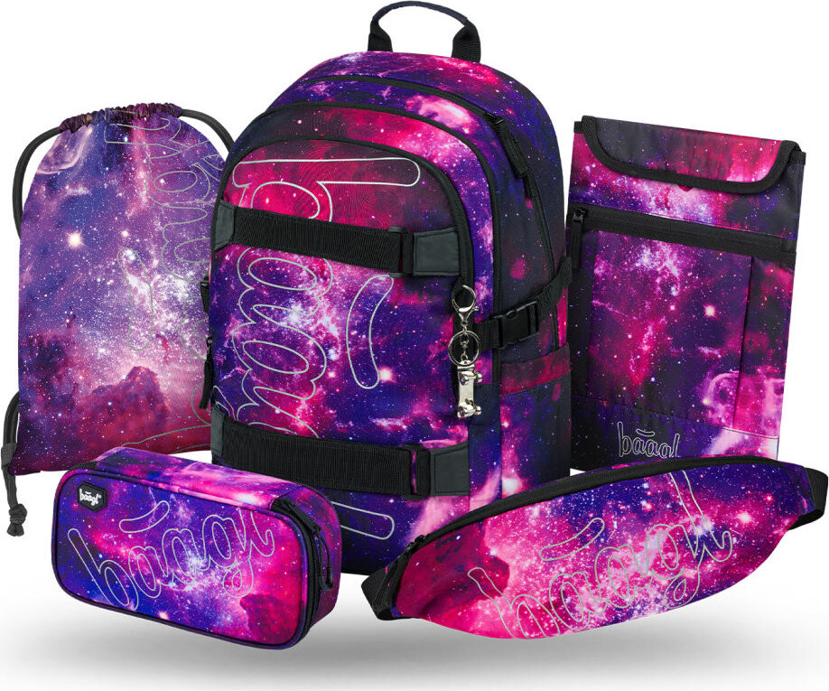 BAAGL SADA 5 Skate Galaxy: batoh, peračník, vrecko, ľadvinka, obal na notebook