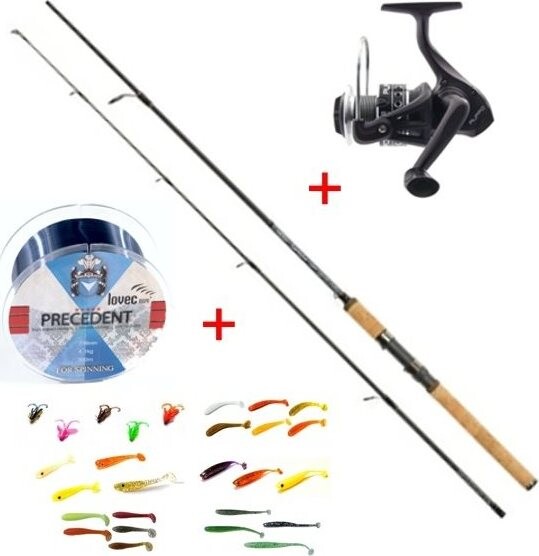 Mistrall Prívlačová, sada Lamberta XR Spin 2,7 m 10 – 30 g + vlasec a gumové nástrahy