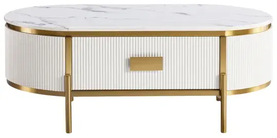 Konferenční stolek Stilig ST380C 124 cm zlatý/bílý mramor