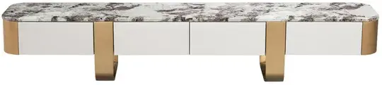 TV stolek Stilig ST922 200 cm bílý/zlatý/mramor