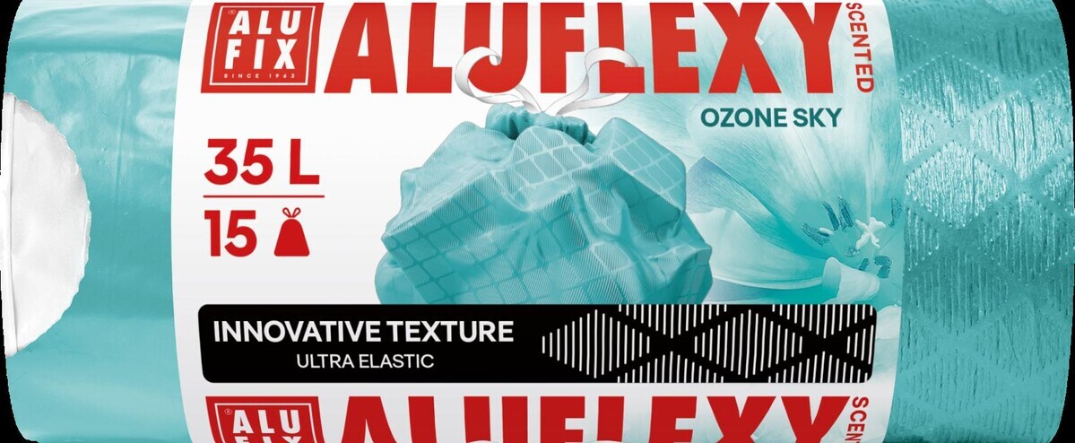 ALUFIX - Vrecia na odpad 35l/15ks tyrkysové s vôňou zaťahovacies