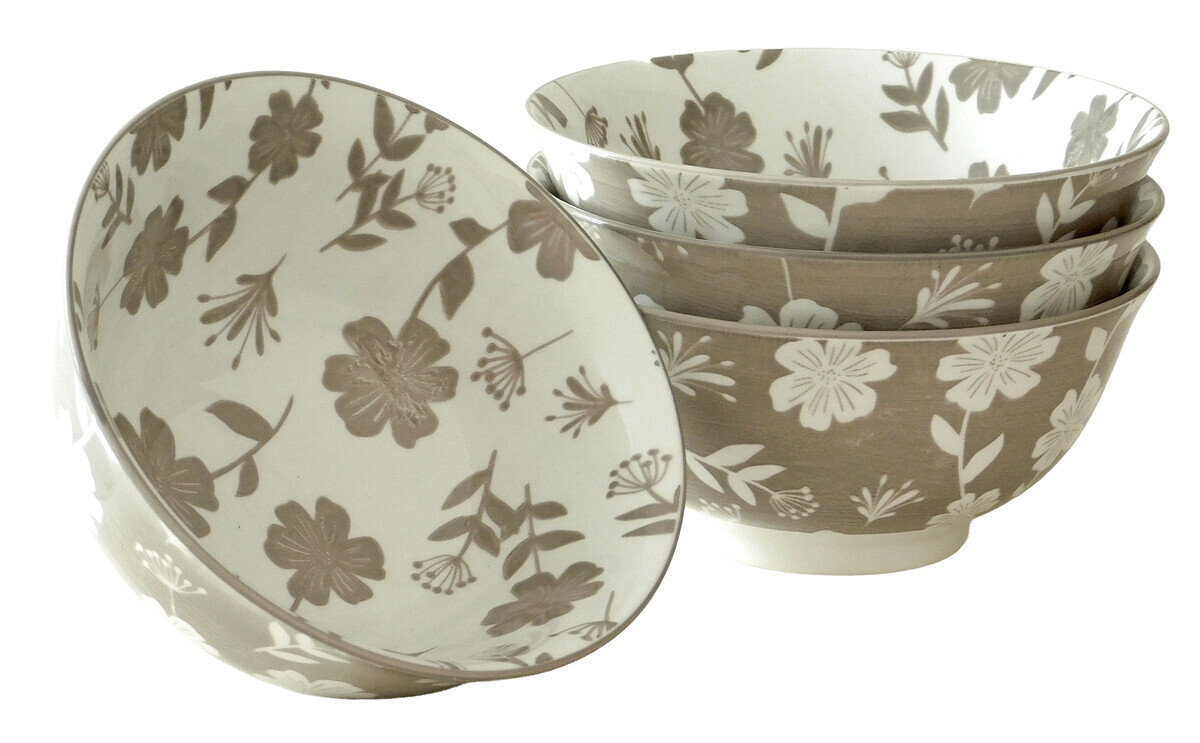 MAKRO - Miska na polievku kvety porcelánová, sada 4ks