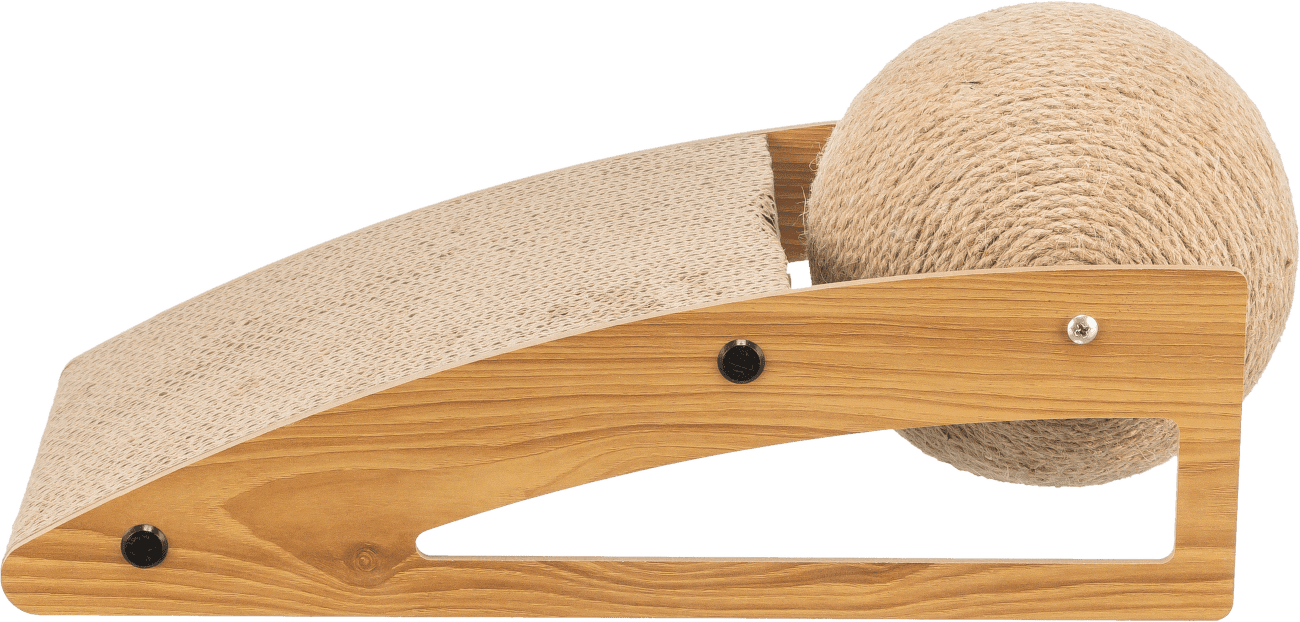 Škrabacia rampa s loptičkou 40 × 17 × 20 cm drevo/kartón/sisal