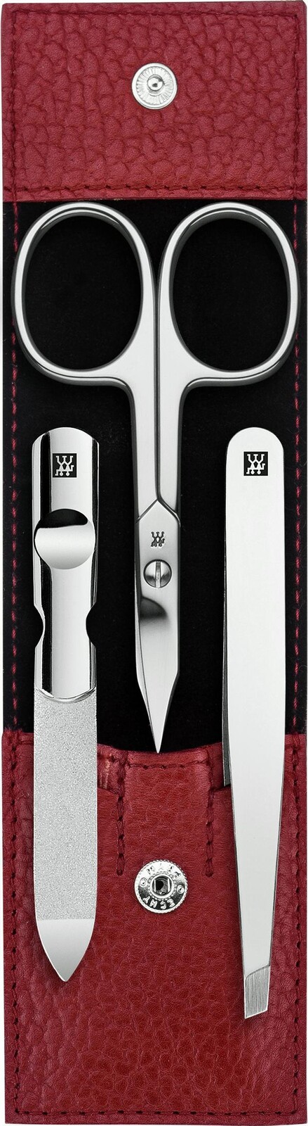 Zwilling Beauty Manikúra Classic Inox s nožnicami v koženom púzdre, 3 ks, červená 97684-003
