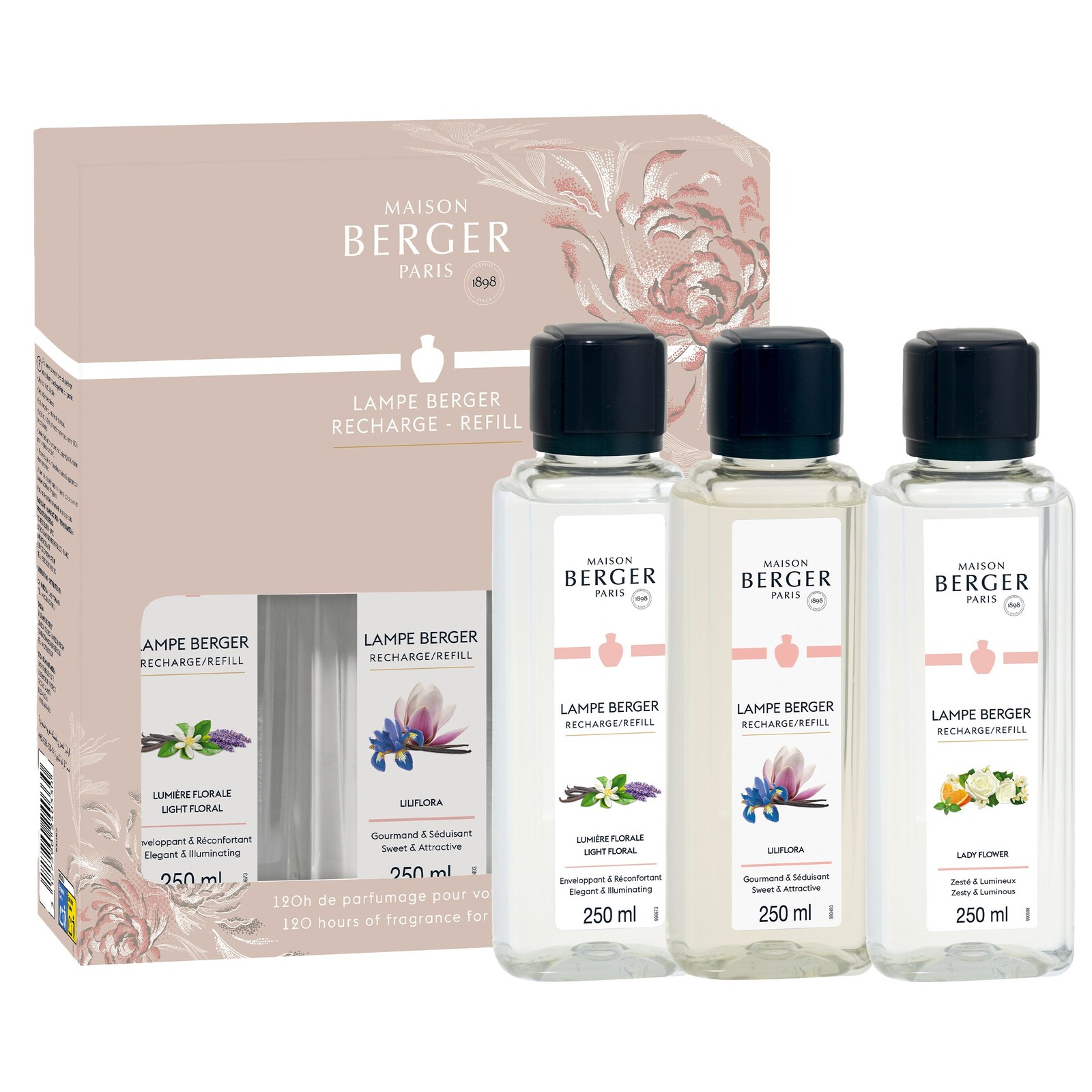 Maison Berger Paris Náplne do katalytických lámp: Svetlo kvetín, Magnólia, Lady flower, 3x250 ml 24033