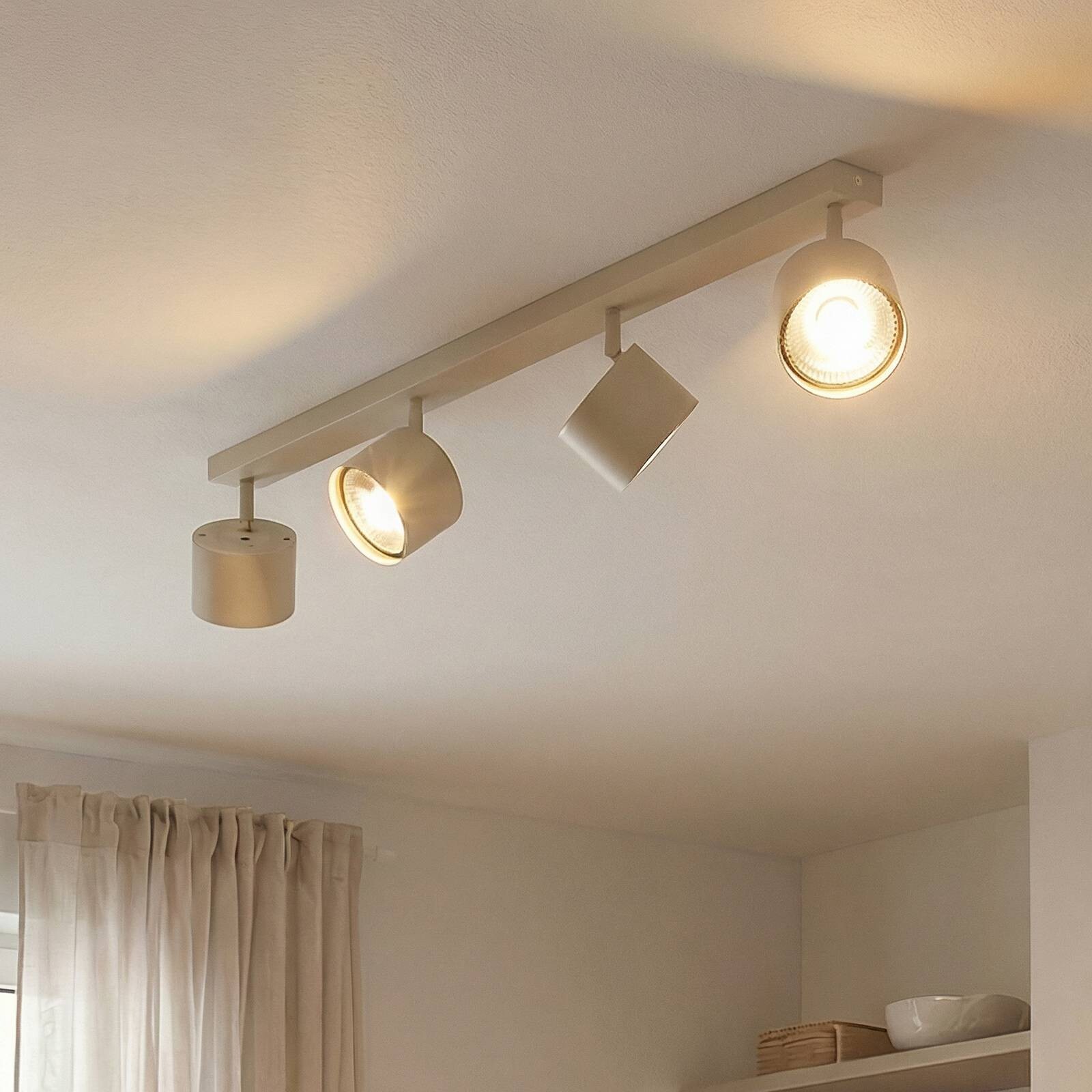 Stropné bodové svetlá Chloe, krémový, 4-plameňové, nastaviteľné