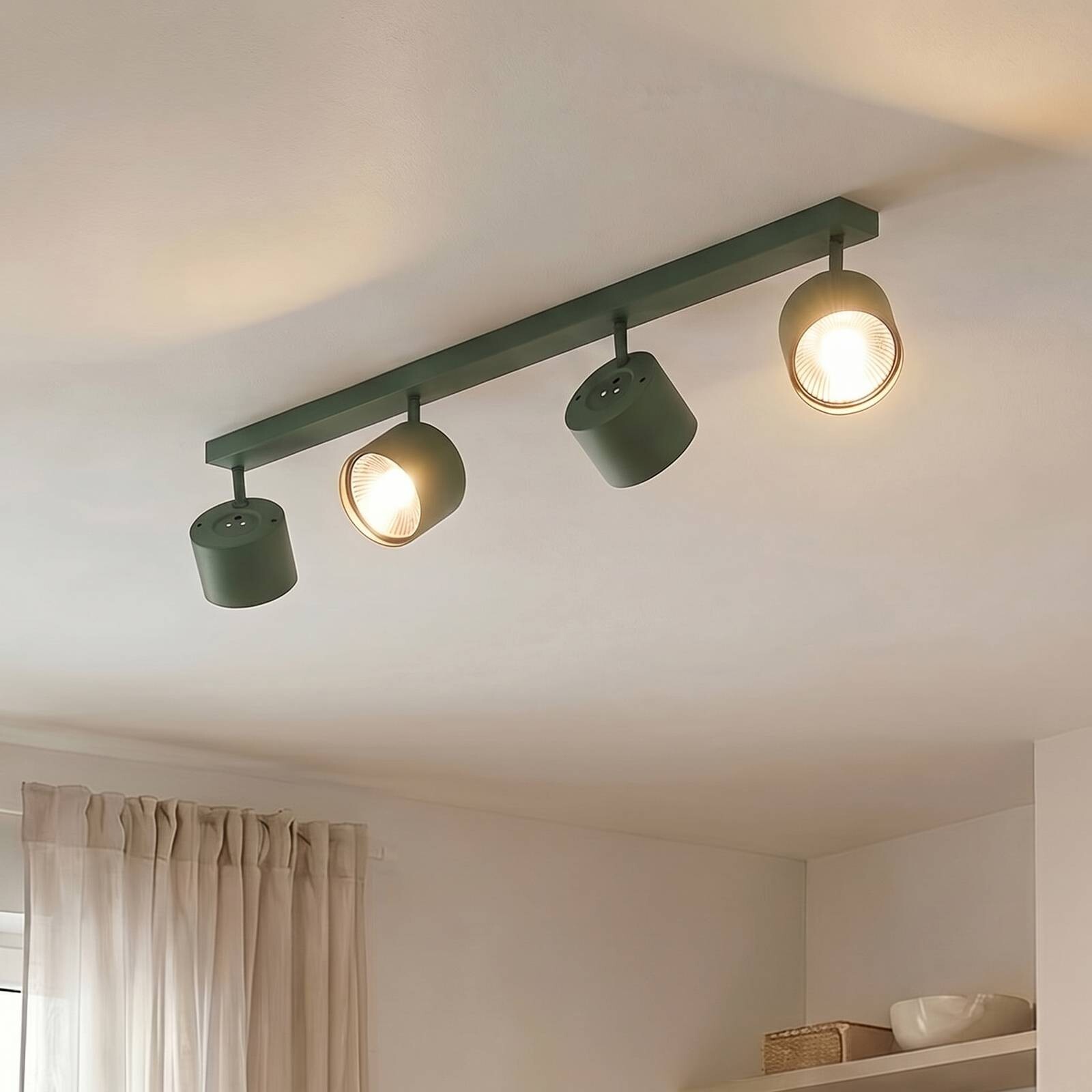 Stropné bodové svetlá Chloe, zelené, 4-plameňové, nastaviteľné