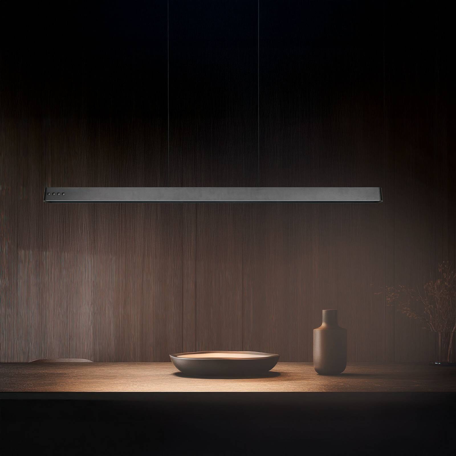 LED závesné svietidlo Donegal, čierne, dĺžka 150 cm, CCT
