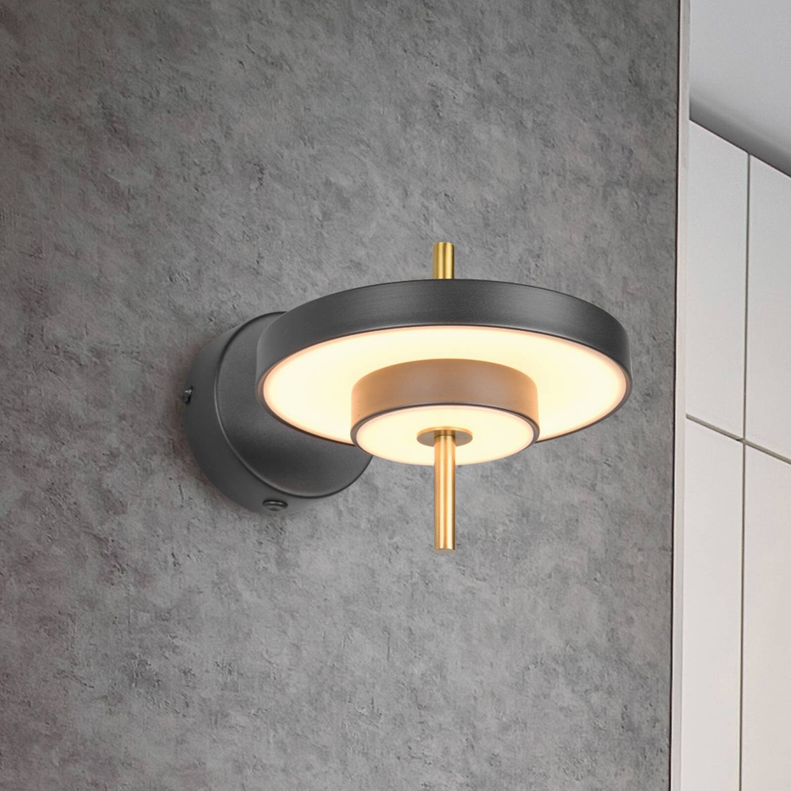 LED nástenné svetlo Keaton, čierna/zlatá farba Ø 20 cm kov, CCT