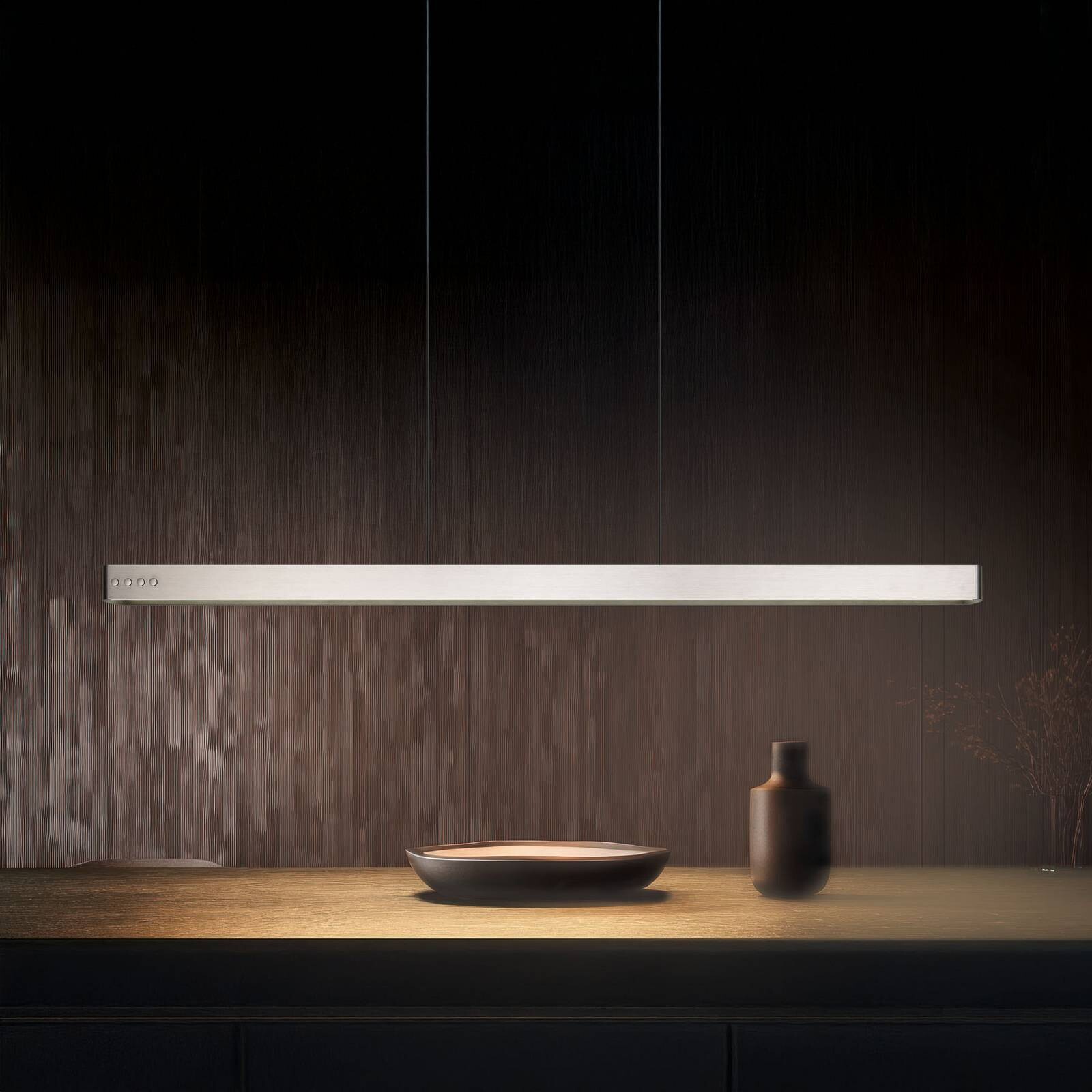 LED závesné svietidlo Donegal, niklová farba, dĺžka 150 cm, CCT