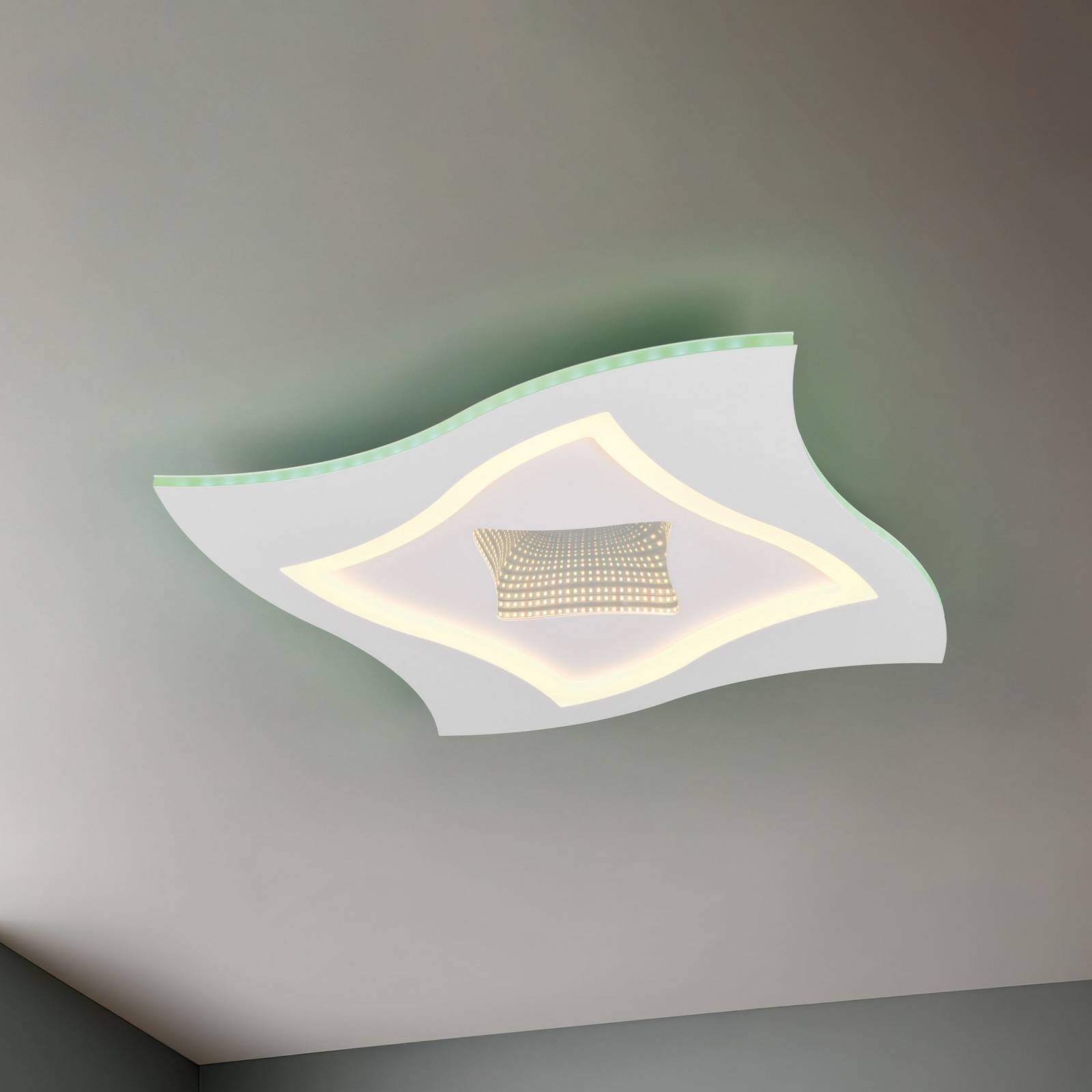 stropné LED svetlo Klint, dĺžka 50 cm, matná biela, kov RGBW