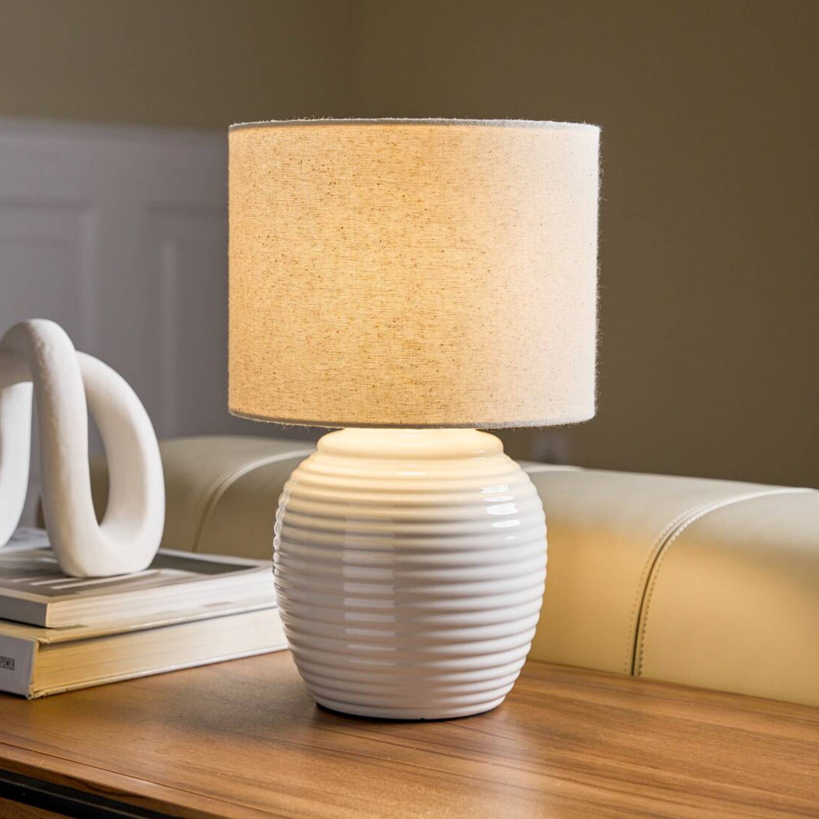 Stolová lampa Pauleen LOVELY CHARM, béžová, výška 33 cm, textil