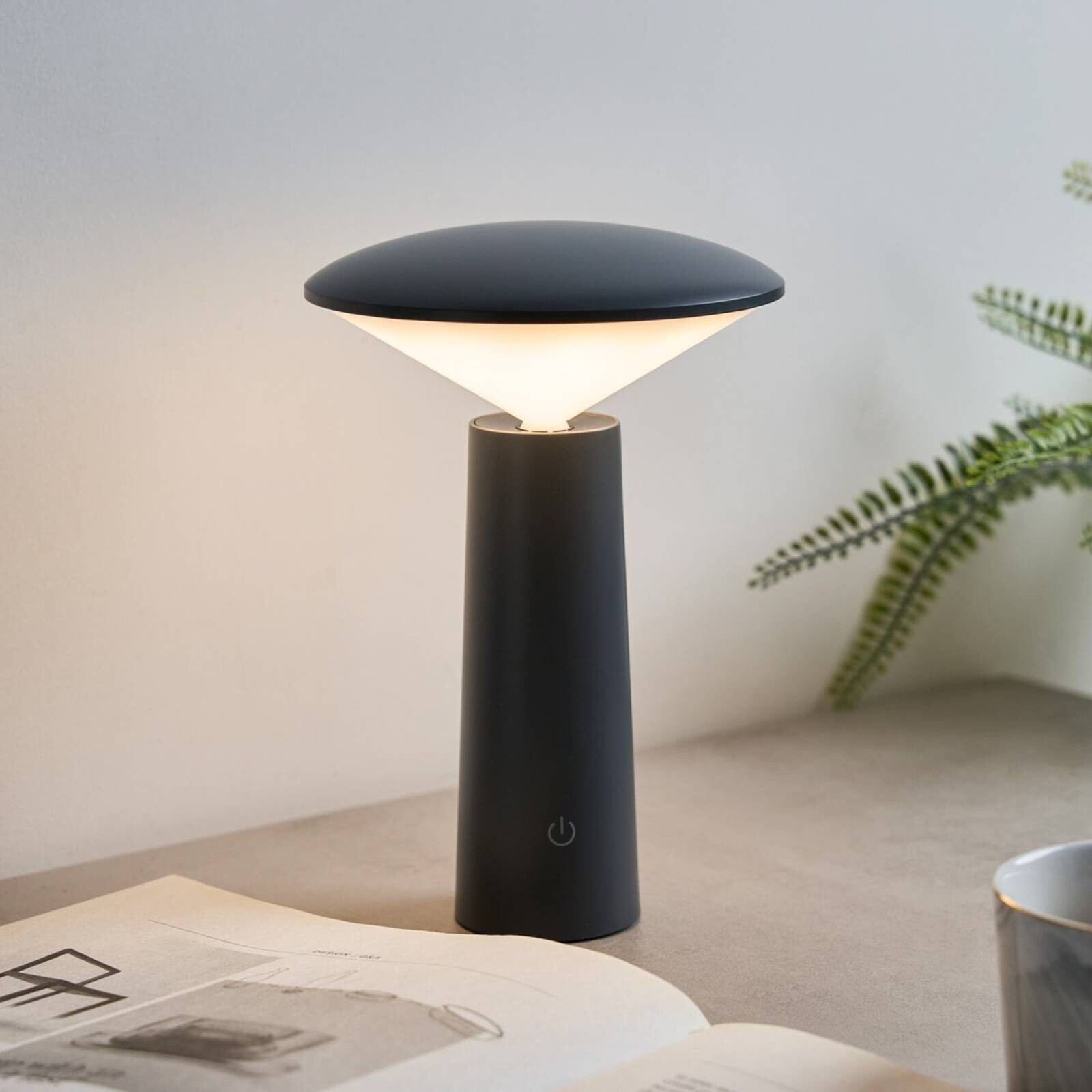 Pauleen LED stolová lampa na batérie ADORABLE SPARK, sivá, 21 cm, IP44