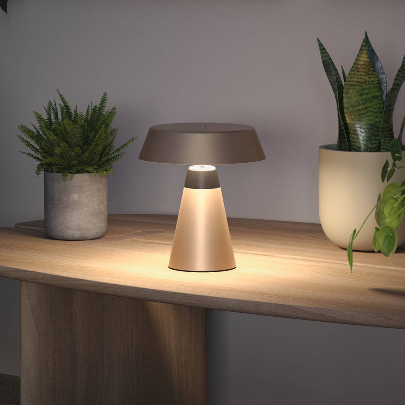 Stolová LED lampa Paulmann Lirox s LED a akumulátorom, béžová/čierna, 20 cm,