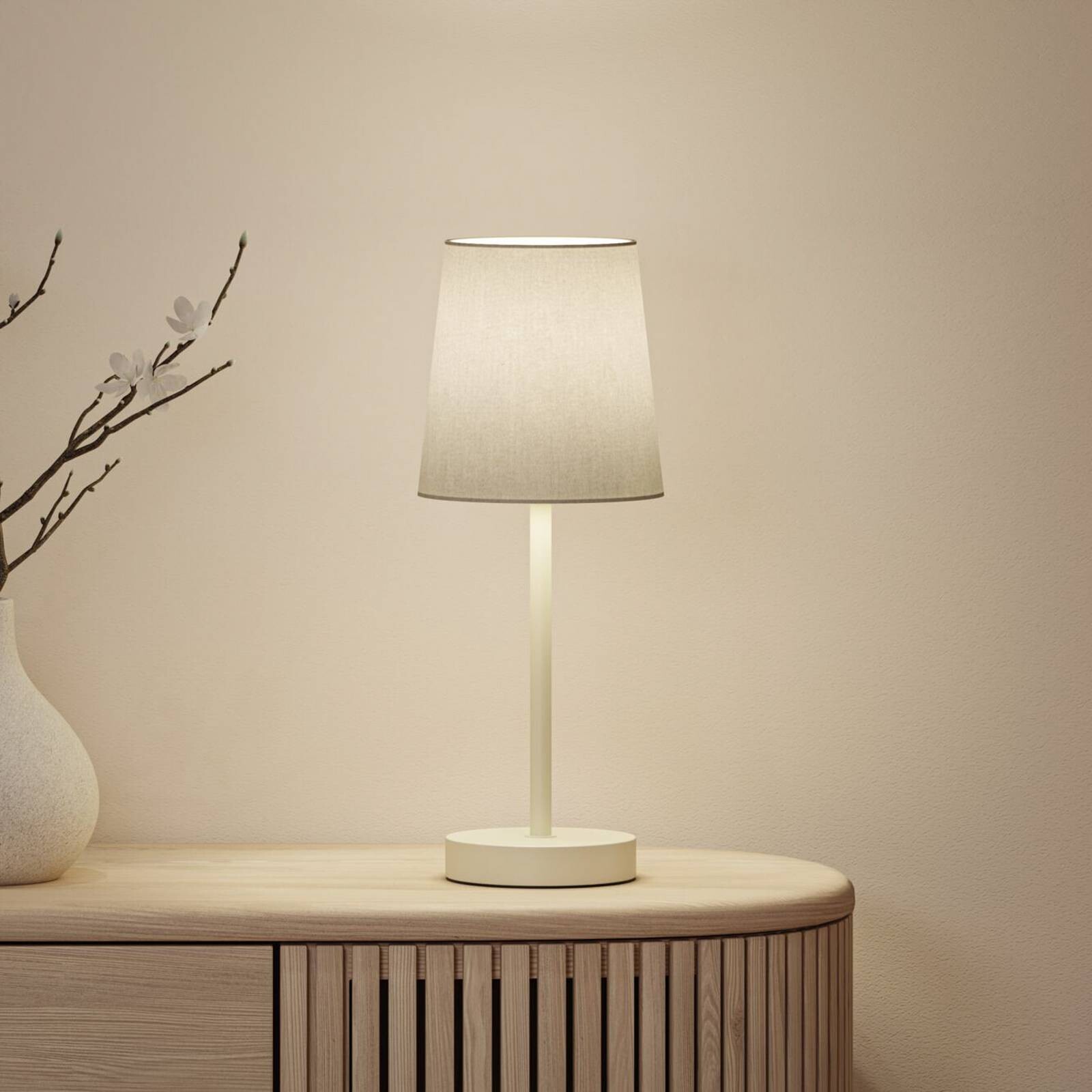 Stolová lampa Paulmann Stellan II, krémová, výška 40 cm, textil