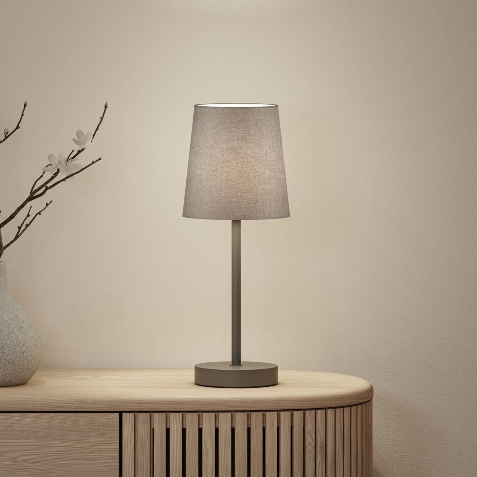 Stolová lampa Paulmann Stellan II, sivá, výška 40 cm, textil