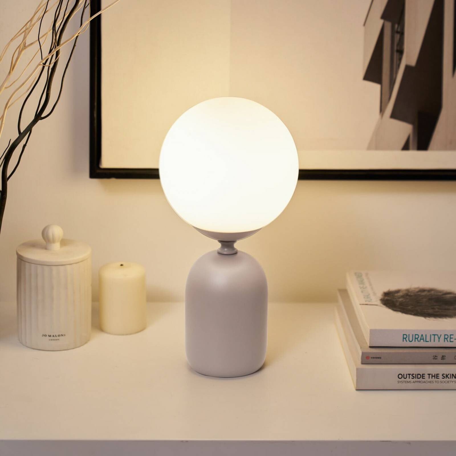 Stolová lampa Pauleen GLOWING CHARM, sivá, 30 cm, keramika/sklo