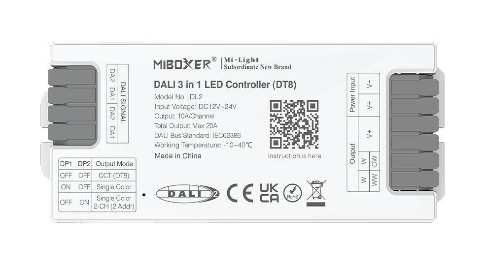 LED Solution Mi-Light MiBoxer Prijímač DALI 3v1 pre jednofarebné a CCT LED pásiky DL2