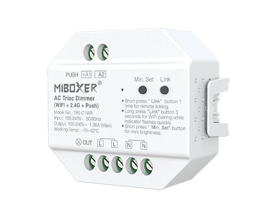 LED Solution Mi-Light MiBoxer WIFI+RF Triakový stmievač pre LED svietidlá 230V TRI-C1WR