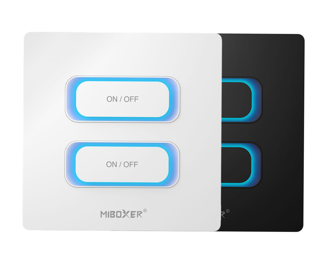 LED Solution Mi-Light MiBoxer WiFi+RF Nástenný smart vypínač 2-kanálový Vyberte farbu: Biela ESW2