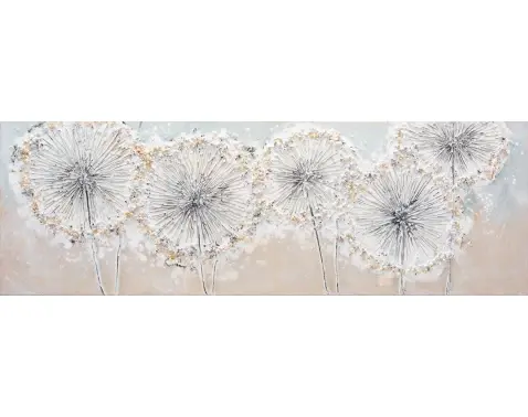 Ručne maľovaný obraz Púpavy páperie 120x40 cm, olejomaľba%