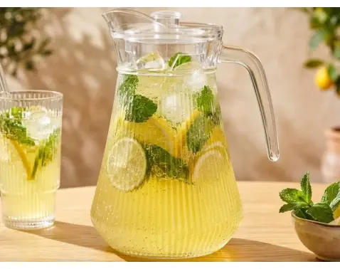 Sklenený džbán 1,5 l, rebrovaný%