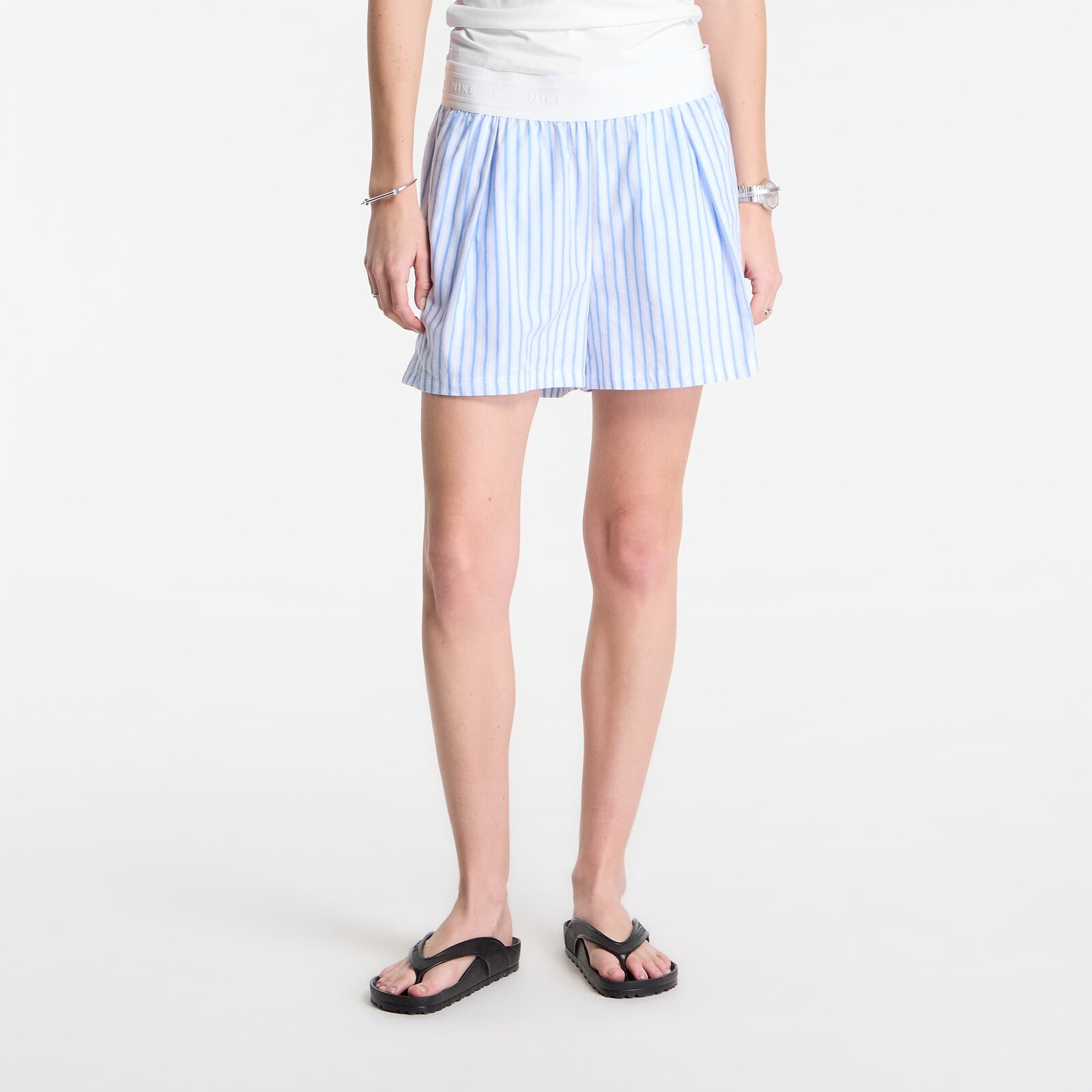 Šortky Nike Sportswear Chill Poplin Women's Loose Stripe Shorts Lt Photo Blue/ Hydrogen Blue/ Summit White XL