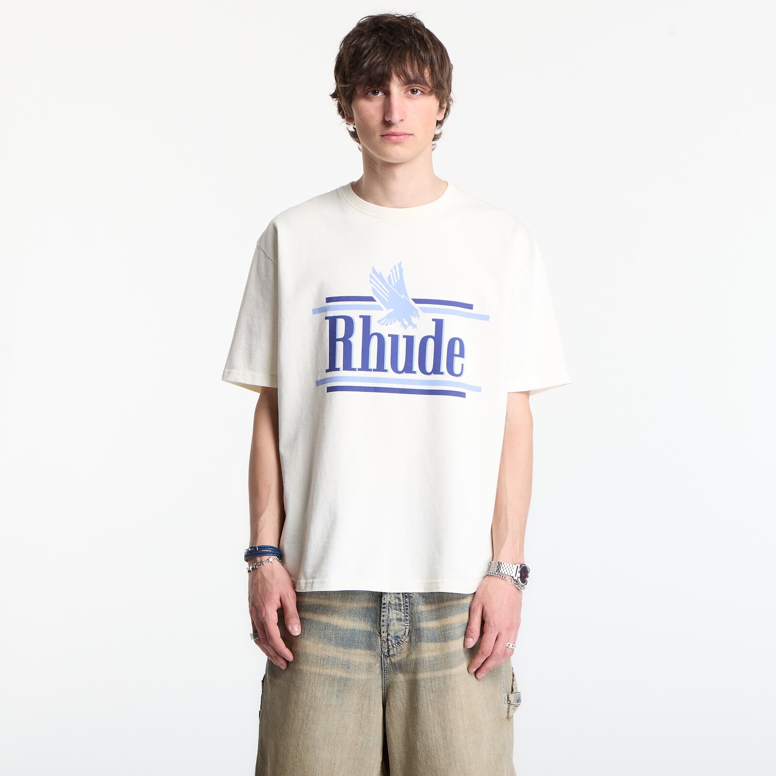 Tričko Rhude Rossa Tee Vintage White/ Blue L