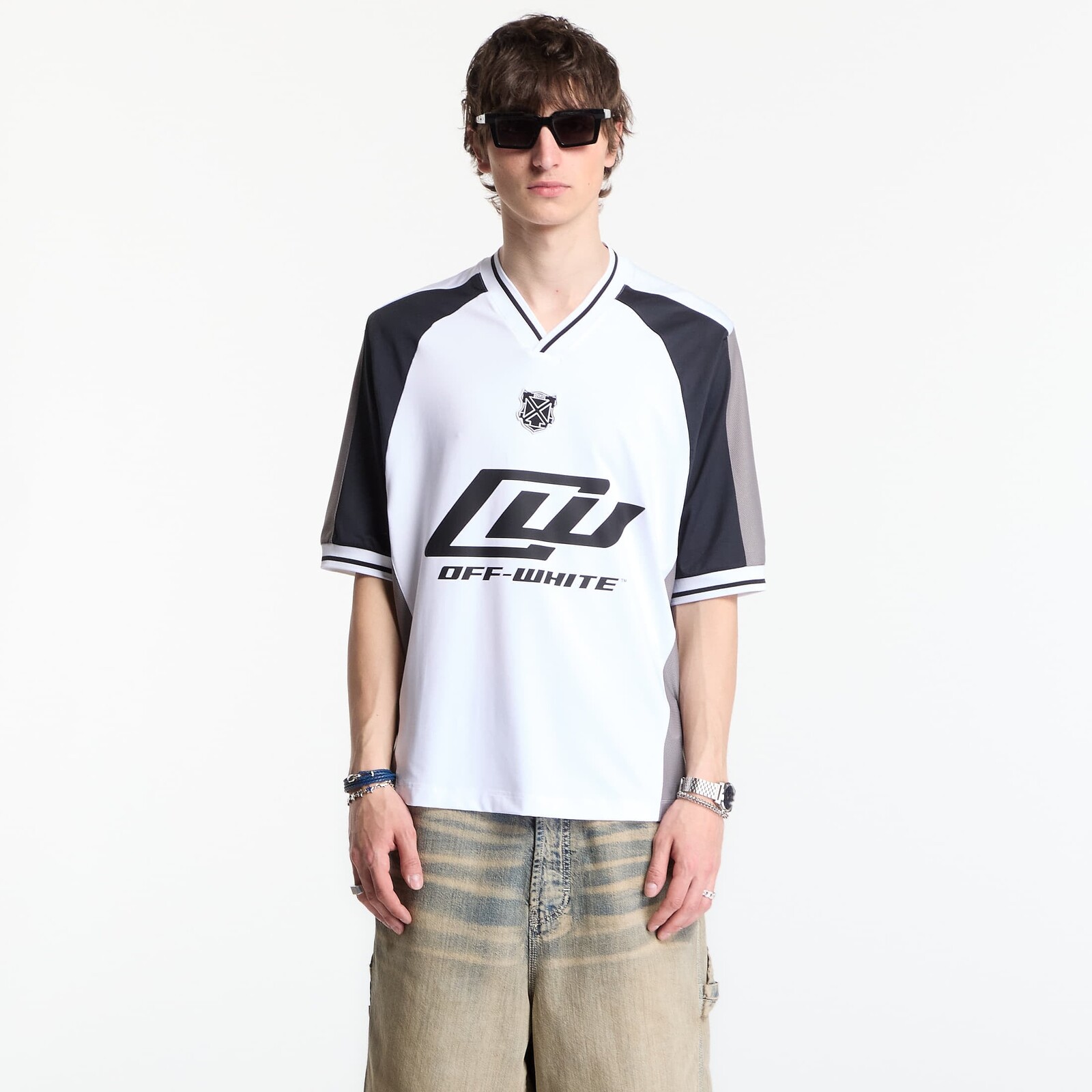 Dres Off-White Soccer V-Neck S/S T-Shirt 3 White S