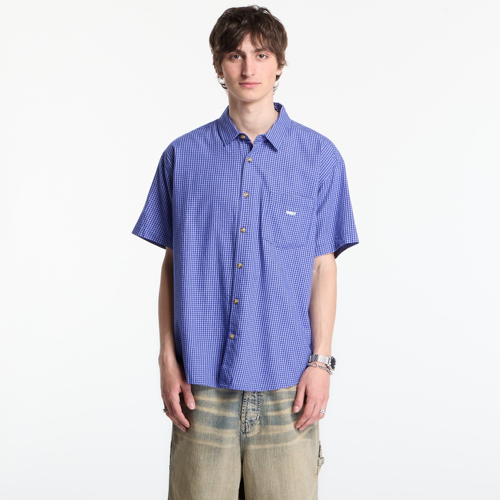 Košeľa OBEY Bigwig Frank Woven Surf Blue Multi L