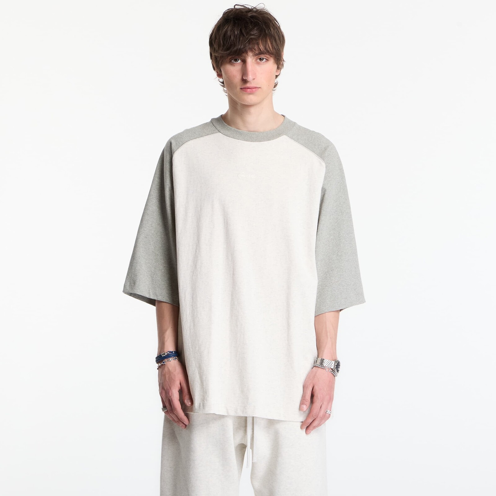 Tričko Fear of God Essentials Signature Baseball Tee Oatmeal Heather/ Concrete Heather XXL