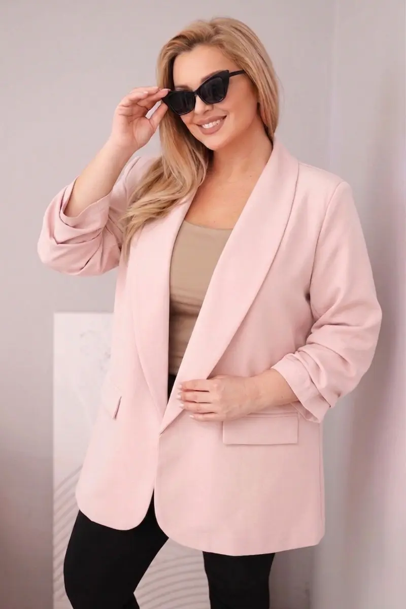 Kesi Włoski dámsky plus-size sako, púdrové