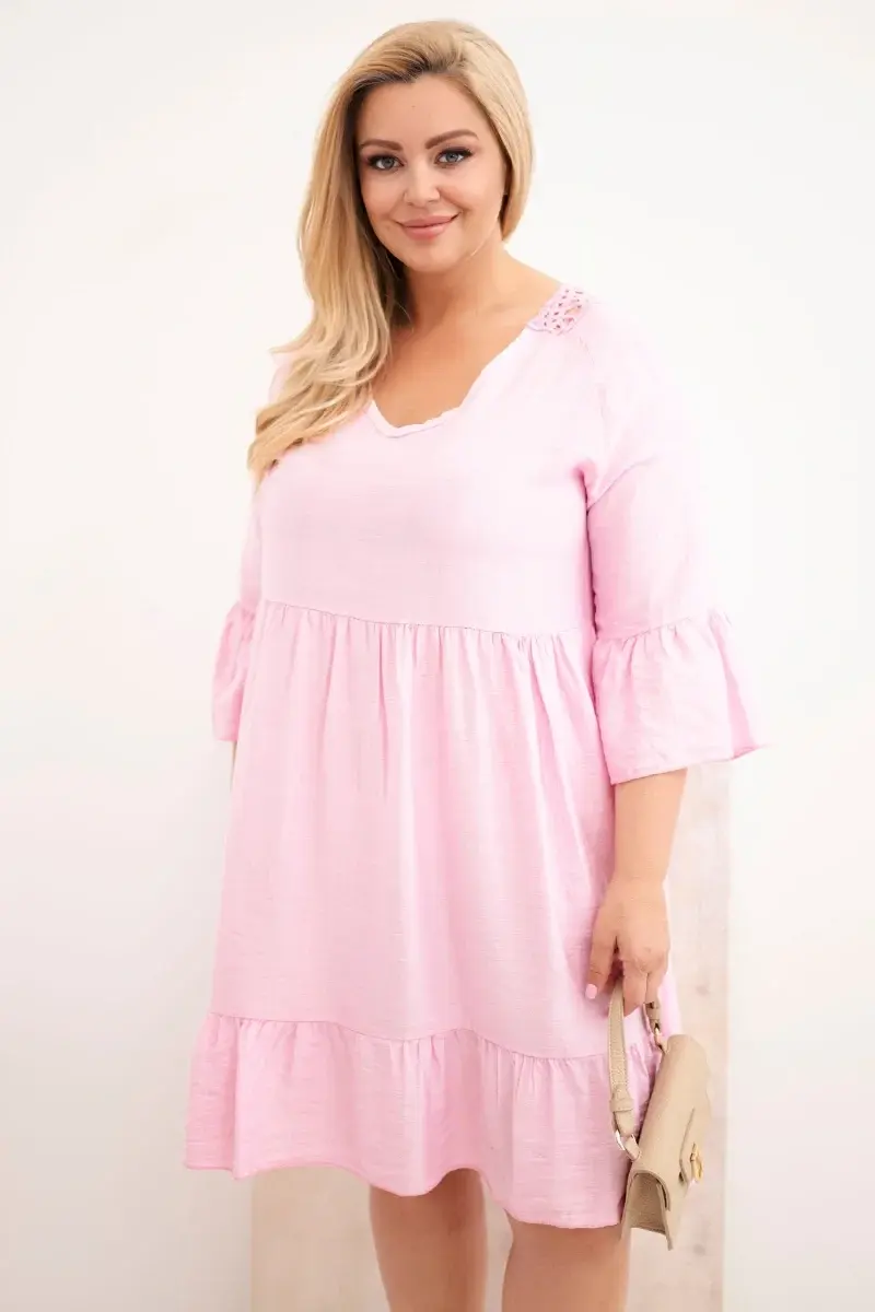 Dámske plus size viskózové šaty s otvoreným vzorom