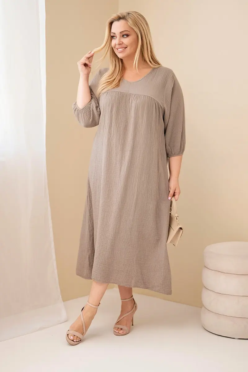 Kesi Włoski dámske plus-size šaty z mušelínu s V výstrihom