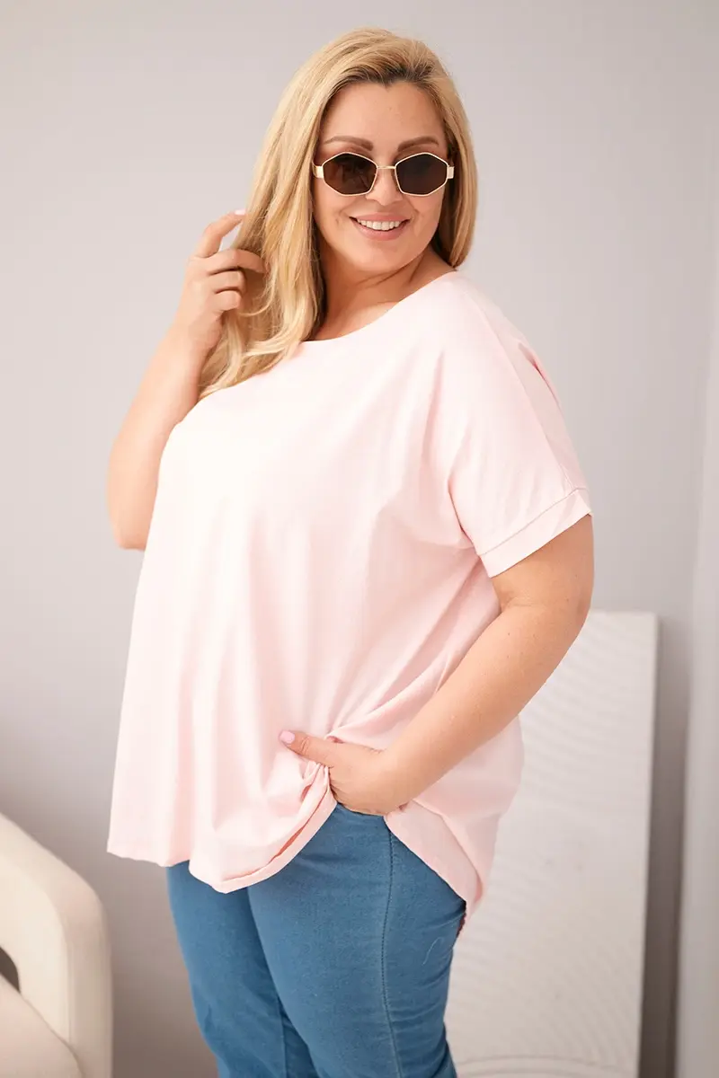Kesi plus-size bavlnená blúzka ružová