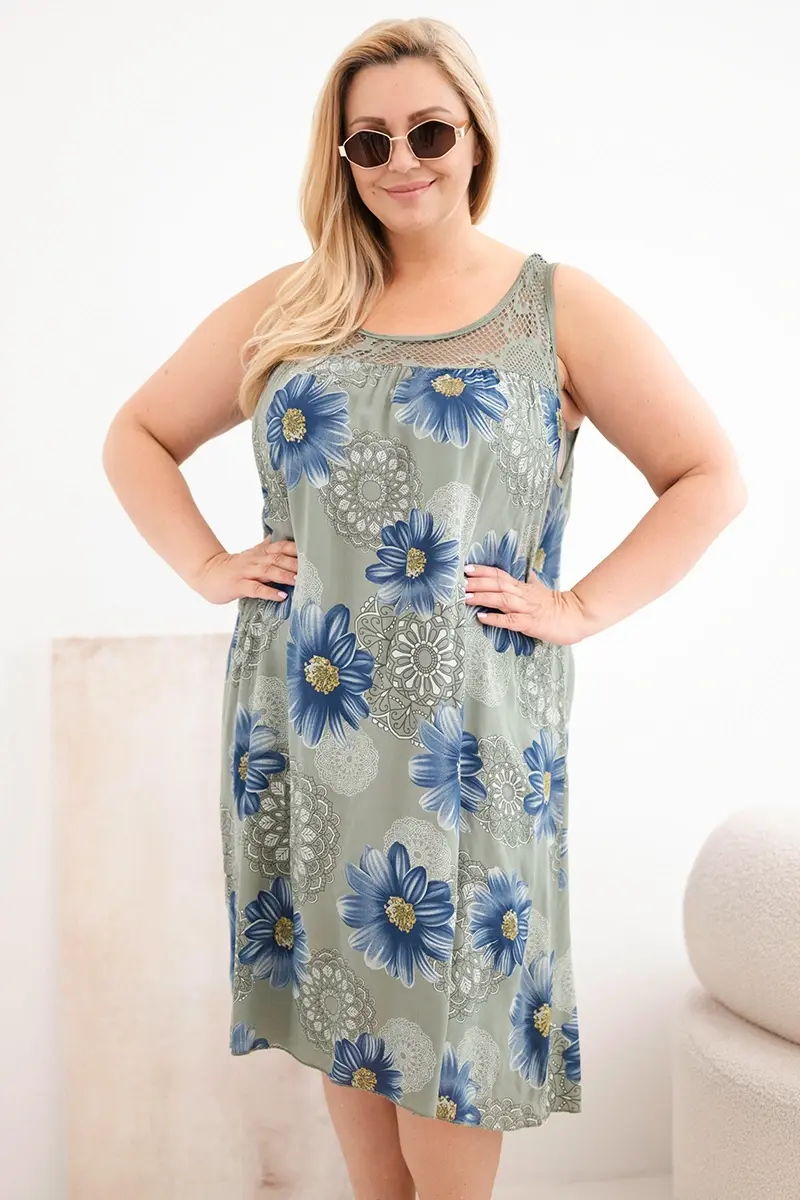 Kesi Plus Size dámske kvetinové šaty s čipkou