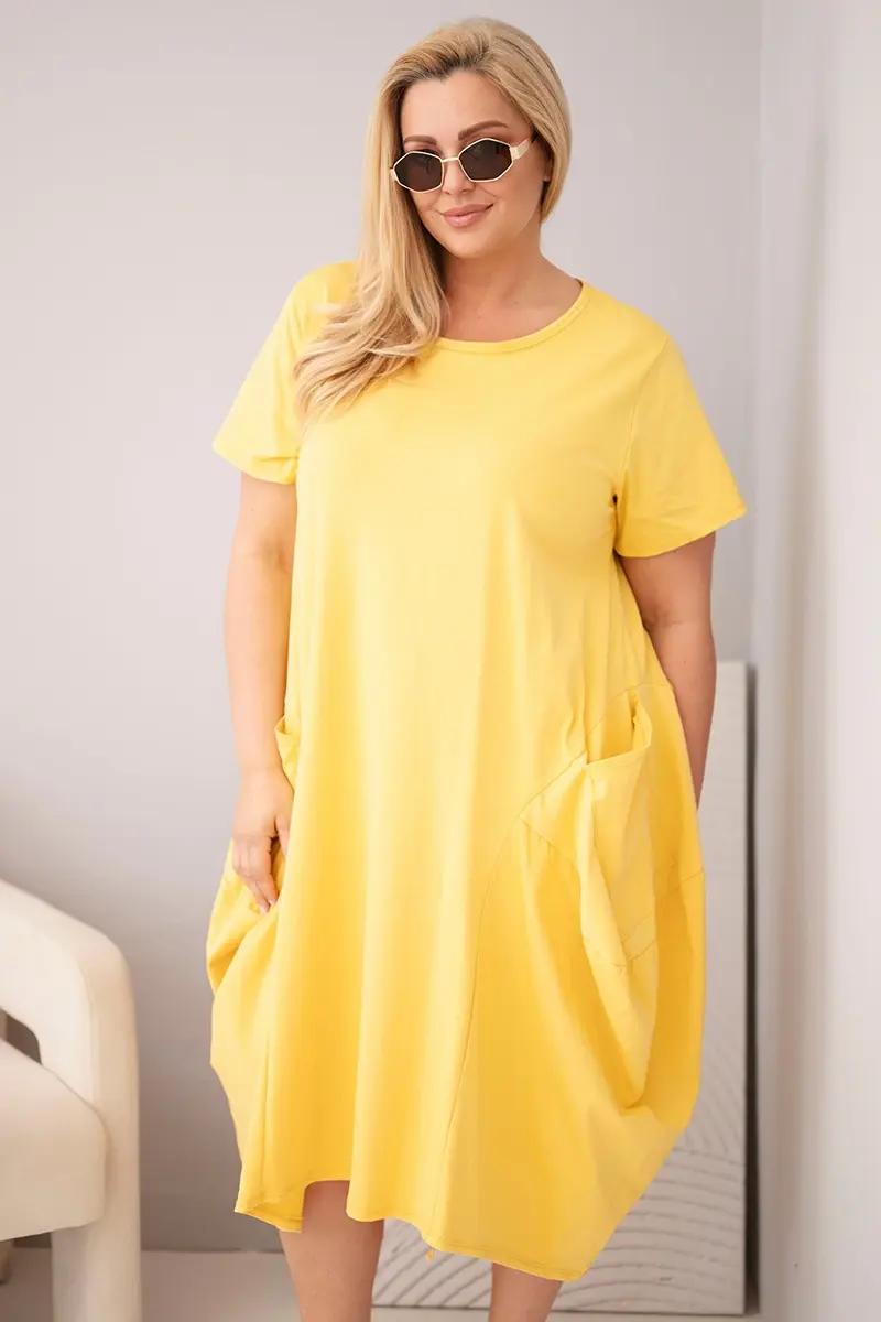 Kesi dámske plus size šaty so stálymi vreckami