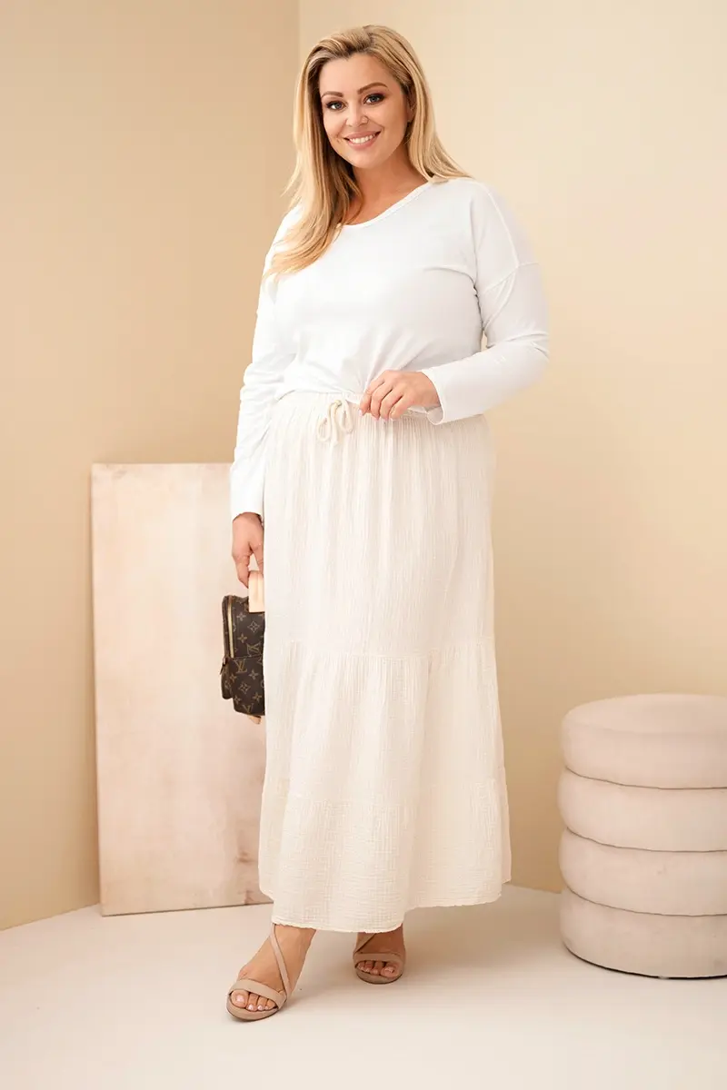 Kesi Plus Size bavlnená sukňa s volánom