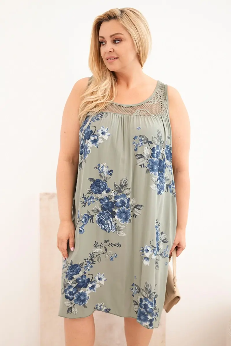 Dámske Oversize Šaty s Čipkou Khaki