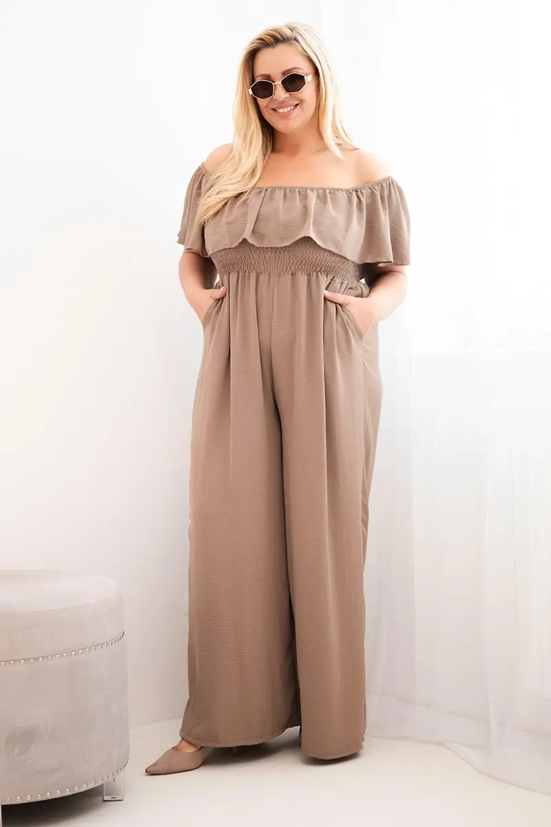 Dámsky plus size overal s volánom