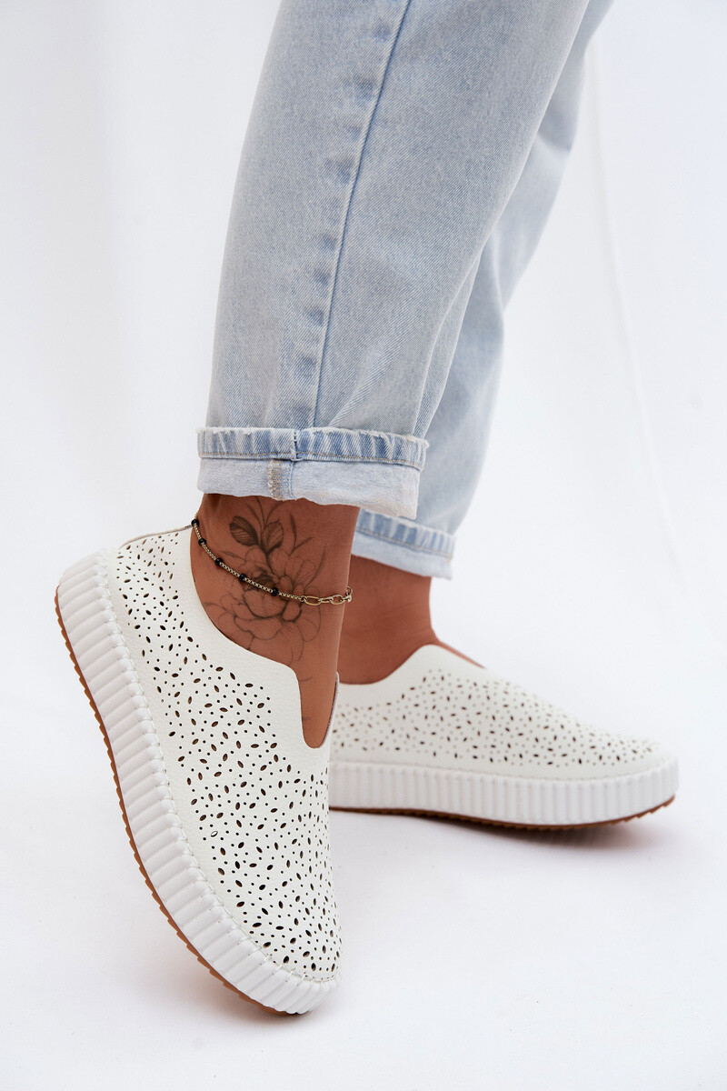 Boto biele slip-on na platforme