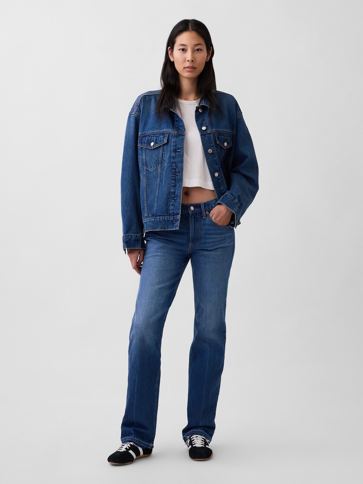 GAP Džínsy Mid Rise Relaxed Straight