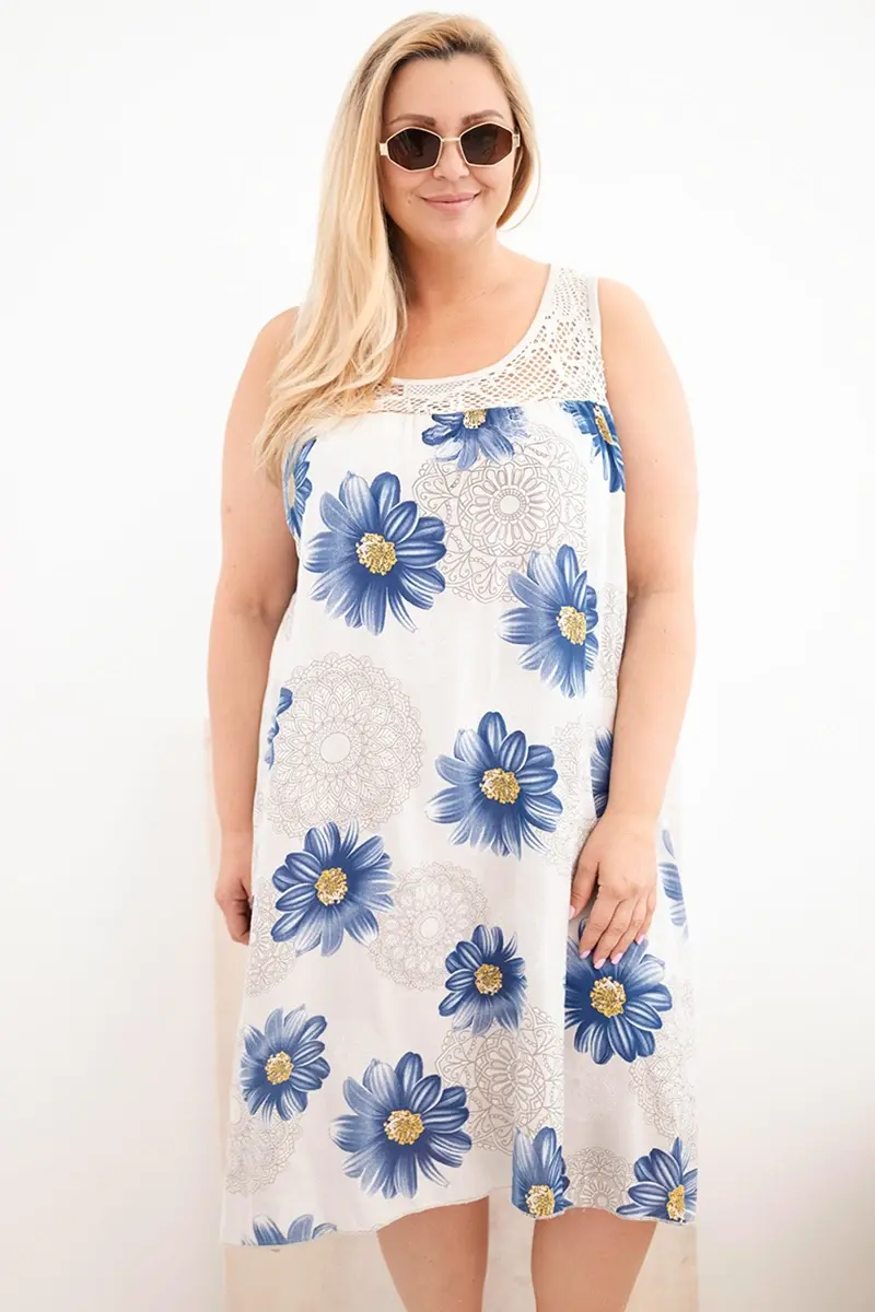 Kesi dámske floral plus size šaty s čipkovým výstrihom