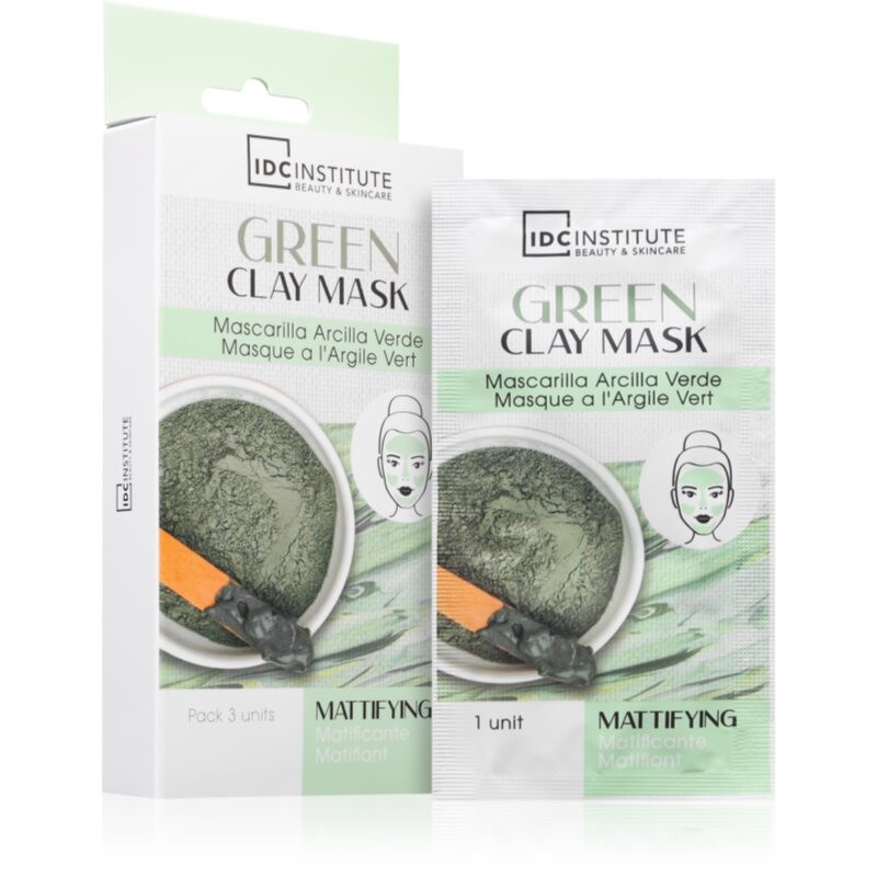 IDC Institute Green Clay Mask čistiaca zmatňujúca maska s bambuckým maslom 3x8 g