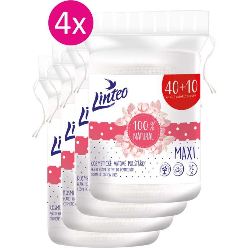 Linteo Natural Cotton Pads odličovacie tampóny 40 + 10ks x 4