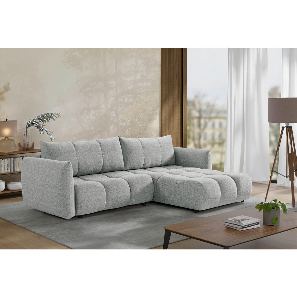 Livetastic ROZKLADACIA ROHOVÁ SEDAČKA, plast, textil, kompozitné drevo, sivobéžová