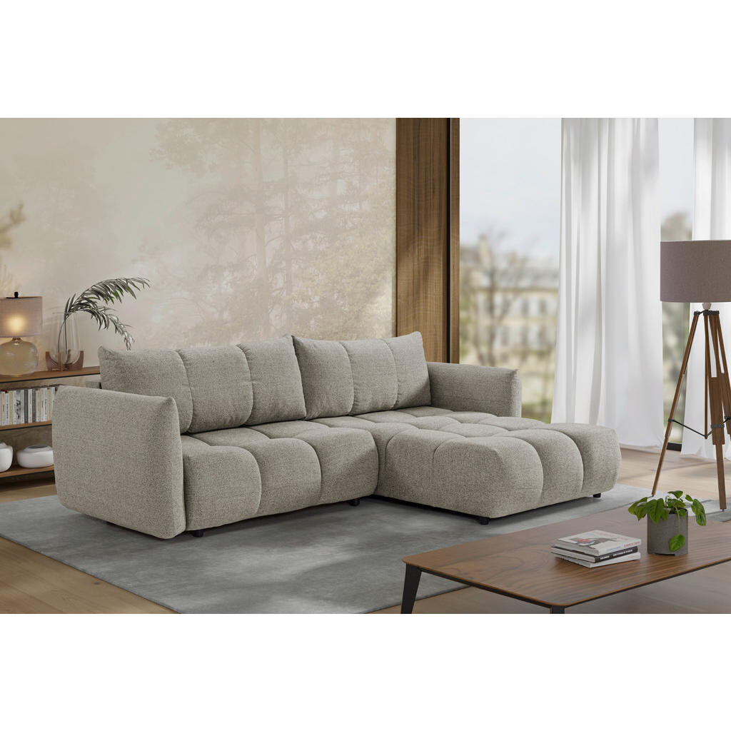 Livetastic ROZKLADACIA ROHOVÁ SEDAČKA, plast, textil, kompozitné drevo, mokka
