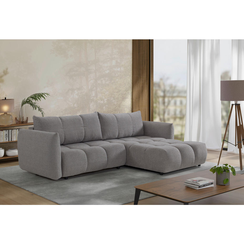 Livetastic ROZKLADACIA ROHOVÁ SEDAČKA, plast, textil, kompozitné drevo, sivá