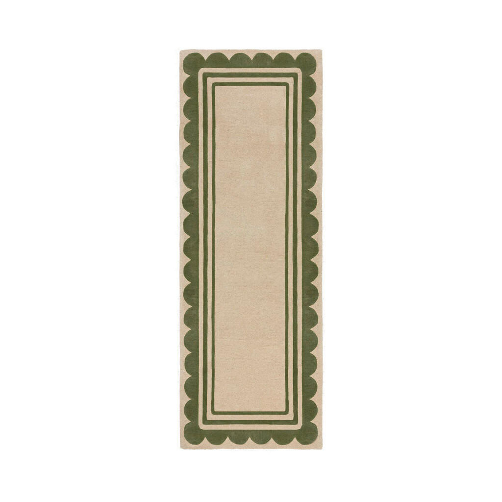 Flair Rugs RUČNE TKANÝ KOBEREC, 80/230 cm zelená, béžová